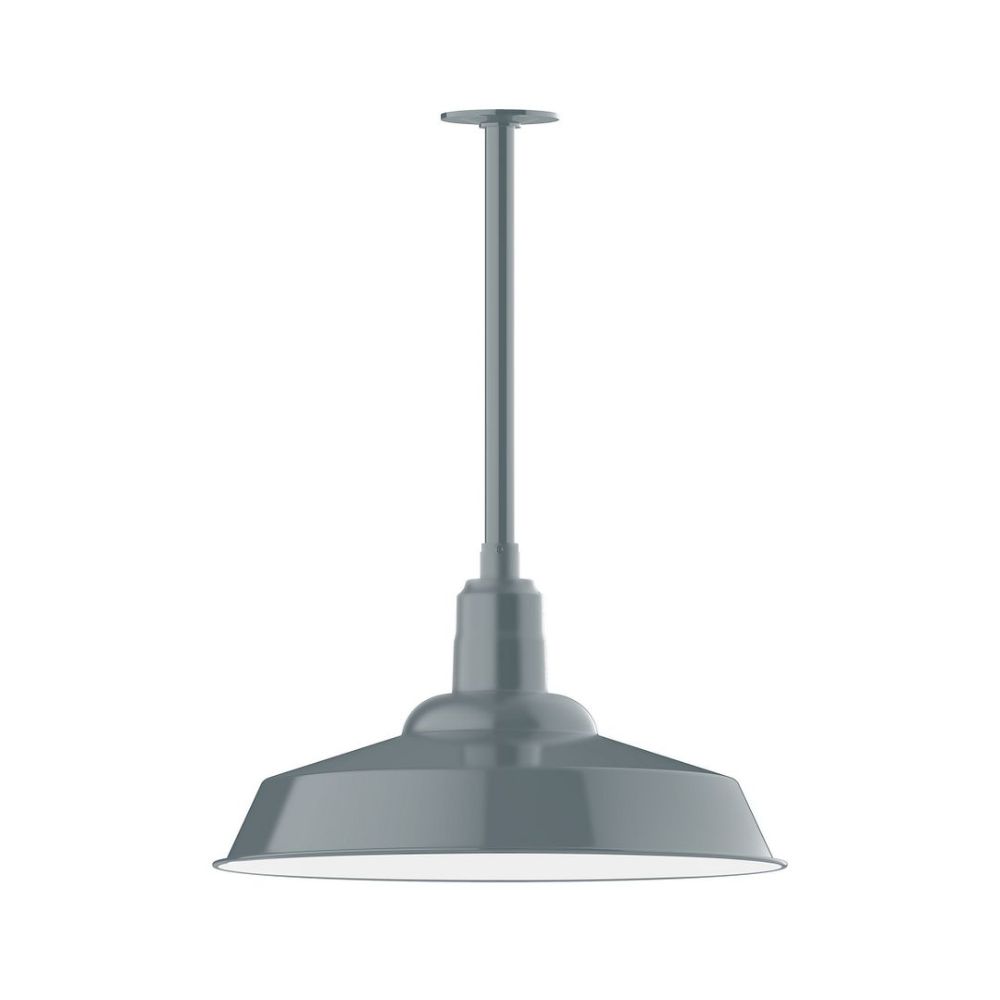 Montclair Lightworks STB186-40-L14 20" Warehouse shade, stem mount LED Pendant with canopy, Slate Gray